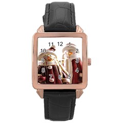 Christmas Figures 11 Rose Gold Leather Watch  by artworkshop