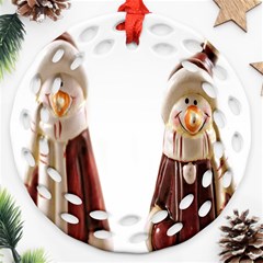 Christmas Figures Round Filigree Ornament (two Sides) by artworkshop