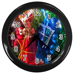 Christmas Ornaments Wall Clock (black) by artworkshop