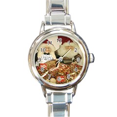 Christmas Puppets Round Italian Charm Watch by artworkshop