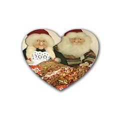 Christmas Puppets Rubber Heart Coaster (4 Pack) by artworkshop