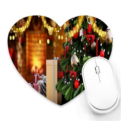 Christmas Tree And Presents Heart Mousepads by artworkshop