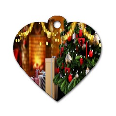 Christmas Tree And Presents Dog Tag Heart (two Sides) by artworkshop