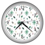 Christmass theme Wall Clock (Silver) Front