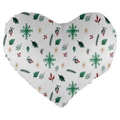 Christmass Theme Large 19  Premium Flano Heart Shape Cushions by artworkshop