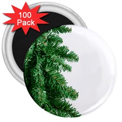 Green Christmas Tree Border 3  Magnets (100 Pack) by artworkshop