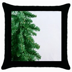 Green Christmas Tree Border Throw Pillow Case (black) by artworkshop