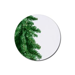 Green Christmas Tree Border Rubber Coaster (round) by artworkshop