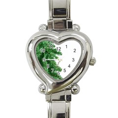 Green Christmas Tree Border Heart Italian Charm Watch by artworkshop