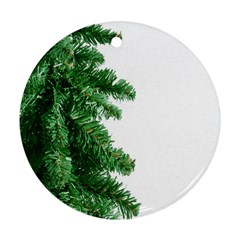 Green Christmas Tree Border Round Ornament (two Sides) by artworkshop