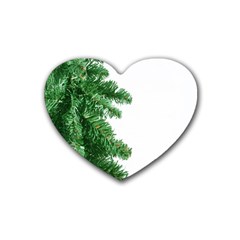 Green Christmas Tree Border Rubber Coaster (heart) by artworkshop