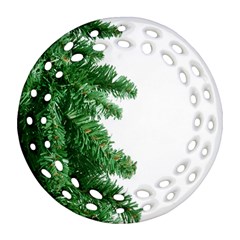 Green Christmas Tree Border Round Filigree Ornament (two Sides) by artworkshop