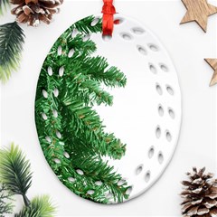 Green Christmas Tree Border Oval Filigree Ornament (two Sides)