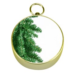 Green Christmas Tree Border Gold Compasses by artworkshop