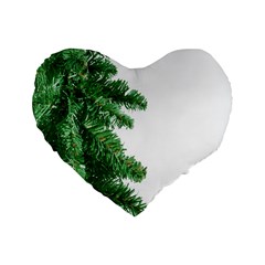 Green Christmas Tree Border Standard 16  Premium Flano Heart Shape Cushions by artworkshop