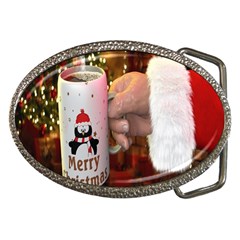 Merry Christmas - Santa Claus Holding Coffee Belt Buckles by artworkshop