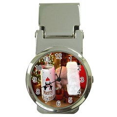 Merry Christmas - Santa Claus Holding Coffee Money Clip Watches by artworkshop