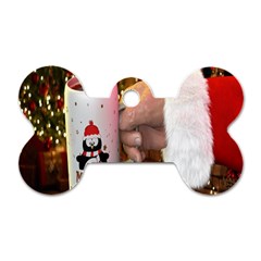 Merry Christmas - Santa Claus Holding Coffee Dog Tag Bone (two Sides) by artworkshop