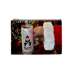 Merry Christmas - Santa Claus Holding Coffee Cosmetic Bag (medium) by artworkshop