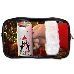 Merry Christmas - Santa Claus Holding Coffee Toiletries Bag (one Side) by artworkshop