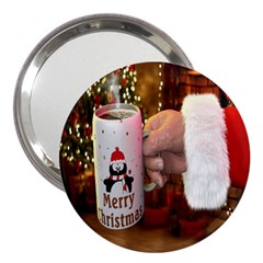 Merry Christmas - Santa Claus Holding Coffee 3  Handbag Mirrors by artworkshop