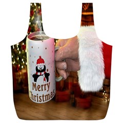 Merry Christmas - Santa Claus Holding Coffee Full Print Recycle Bag (xl) by artworkshop