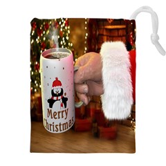 Merry Christmas - Santa Claus Holding Coffee Drawstring Pouch (4xl) by artworkshop