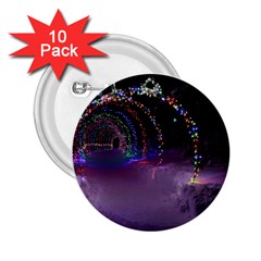 Outdoor Christmas Lights Tunnel 2 25  Buttons (10 Pack)  by artworkshop