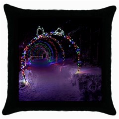 Outdoor Christmas Lights Tunnel Throw Pillow Case (black) by artworkshop