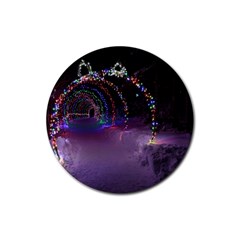 Outdoor Christmas Lights Tunnel Rubber Round Coaster (4 Pack) by artworkshop