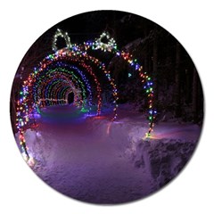 Outdoor Christmas Lights Tunnel Magnet 5  (round) by artworkshop