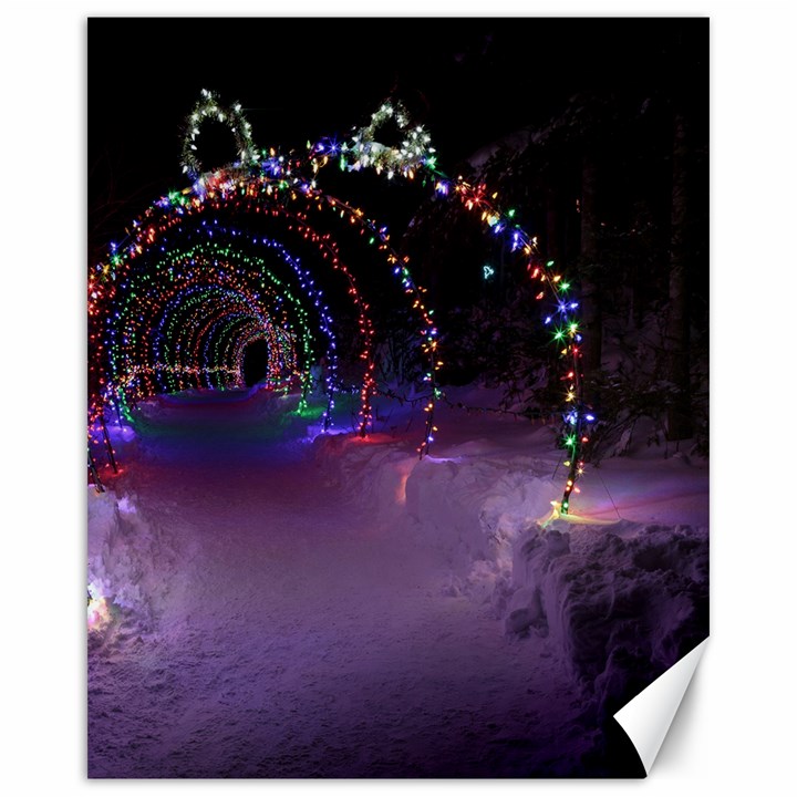 Outdoor Christmas Lights Tunnel Canvas 16  x 20 