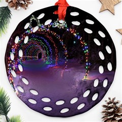 Outdoor Christmas Lights Tunnel Ornament (round Filigree) by artworkshop