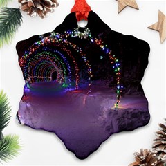 Outdoor Christmas Lights Tunnel Snowflake Ornament (two Sides) by artworkshop