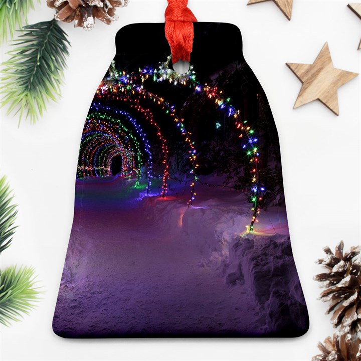 Outdoor Christmas Lights Tunnel Bell Ornament (Two Sides)