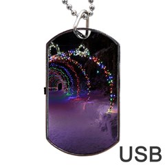 Outdoor Christmas Lights Tunnel Dog Tag Usb Flash (two Sides) by artworkshop