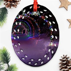 Outdoor Christmas Lights Tunnel Oval Filigree Ornament (two Sides) by artworkshop