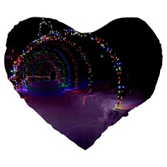 Outdoor Christmas Lights Tunnel Large 19  Premium Heart Shape Cushions by artworkshop