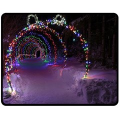 Outdoor Christmas Lights Tunnel Double Sided Fleece Blanket (medium)  by artworkshop