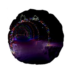 Outdoor Christmas Lights Tunnel Standard 15  Premium Flano Round Cushions by artworkshop