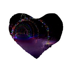 Outdoor Christmas Lights Tunnel Standard 16  Premium Flano Heart Shape Cushions by artworkshop