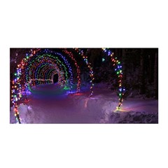 Outdoor Christmas Lights Tunnel Satin Wrap 35  X 70  by artworkshop