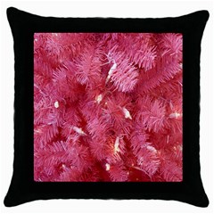 Pink Christmas Tree Throw Pillow Case (black) by artworkshop