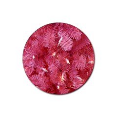 Pink Christmas Tree Rubber Coaster (round) by artworkshop