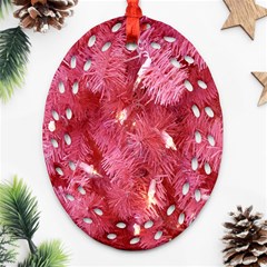 Pink Christmas Tree Oval Filigree Ornament (two Sides) by artworkshop