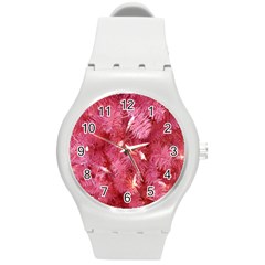 Pink Christmas Tree Round Plastic Sport Watch (m) by artworkshop