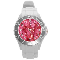 Pink Christmas Tree Round Plastic Sport Watch (l)