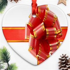 Red Ribbon Bow On White Background Ornament (heart) by artworkshop