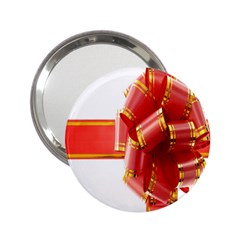 Red Ribbon Bow On White Background 2 25  Handbag Mirrors