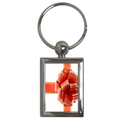 Red Ribbon Bow On White Background Key Chain (rectangle) by artworkshop